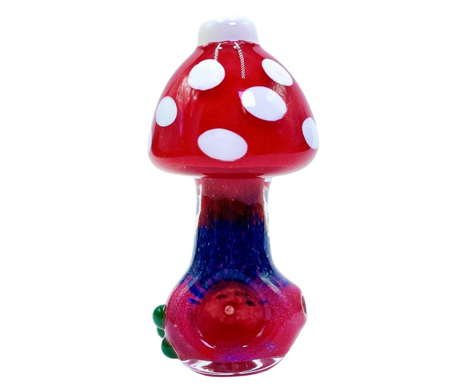 COLOURED GLASS PIPE 3" MUSHROOM DESIGN
