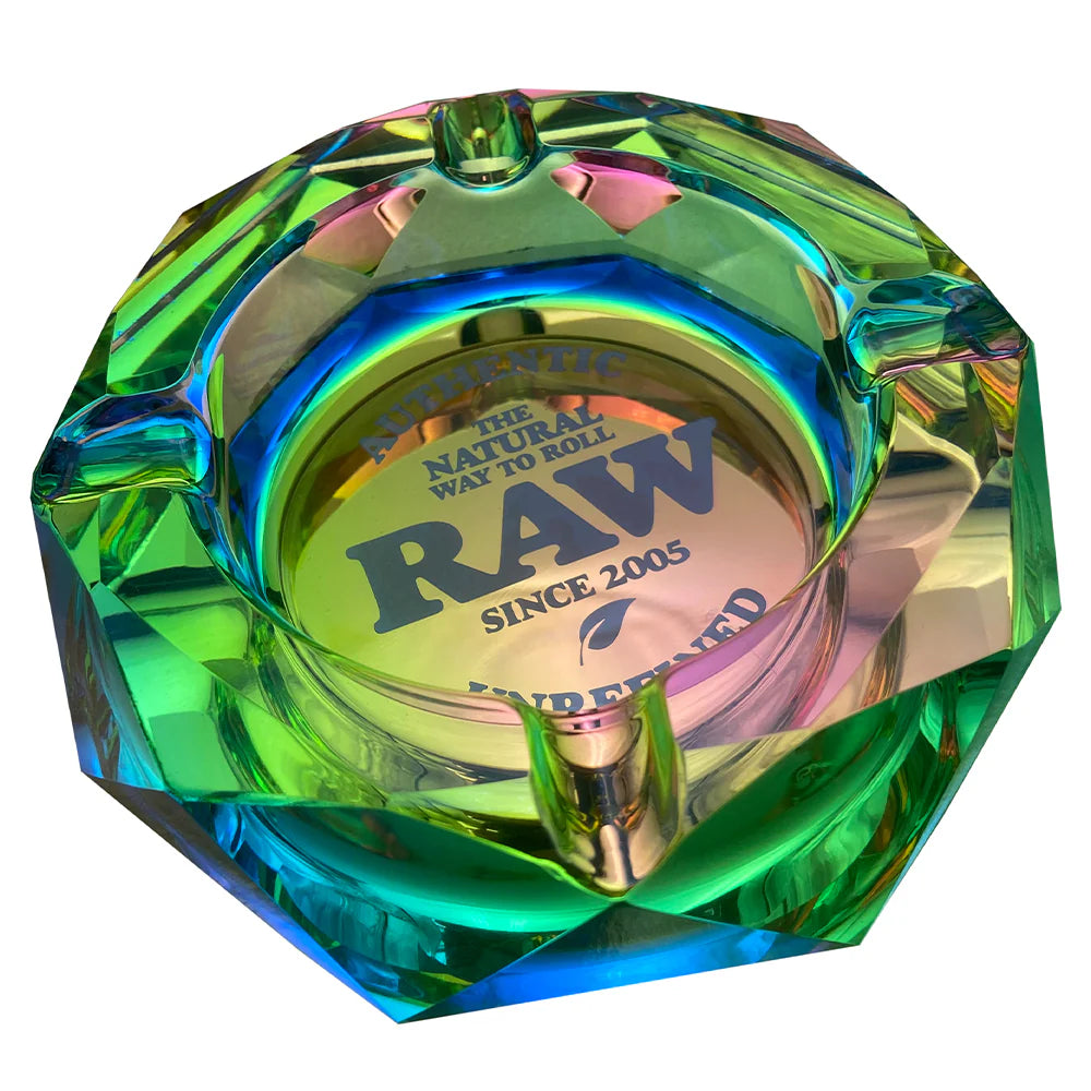RAW COLOURED GLASS ASHTRAY