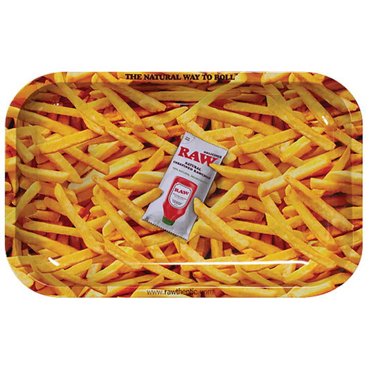 RAW FRENCH FRIES METAL ROLLING TRAY SMALL