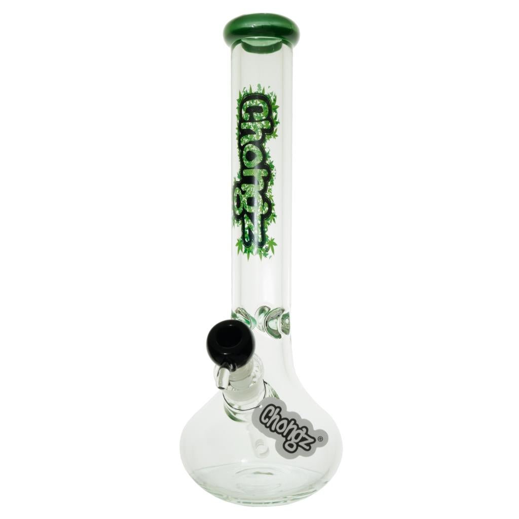 CHONGZ 40CM 9MM "PLUG" BEAKER GLASS BONG - GREEN ACCENTS - SeedySide
