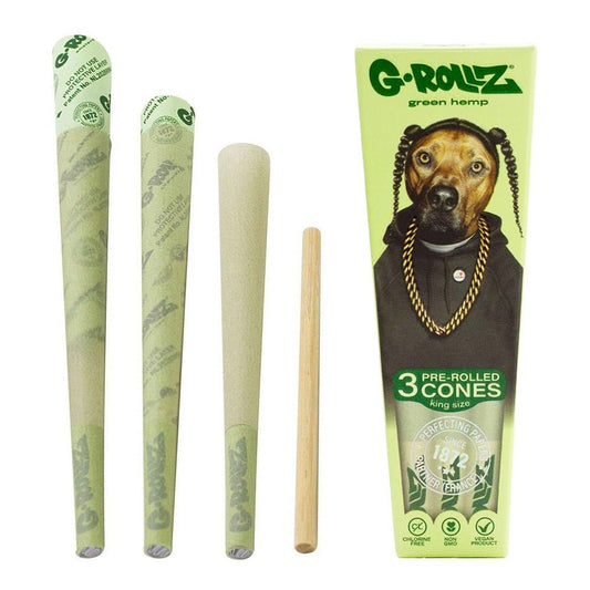 G - ROLLZ PETS ROCK "RAP" ORGANIC GREEN HEMP 3 KS CONES - SeedySide
