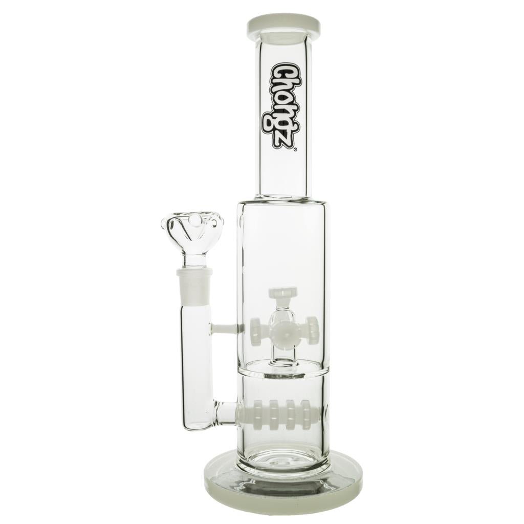 GLASS CHONGZ 32CM "PULSAR" PERCOLATOR W WHITE ACCENTS - SeedySide